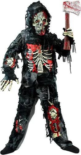 Vista 4 de Spooktacular Creations Disfraz de zombi para niños, disfraz de Halloween aterrador para niños, Halloween Negro