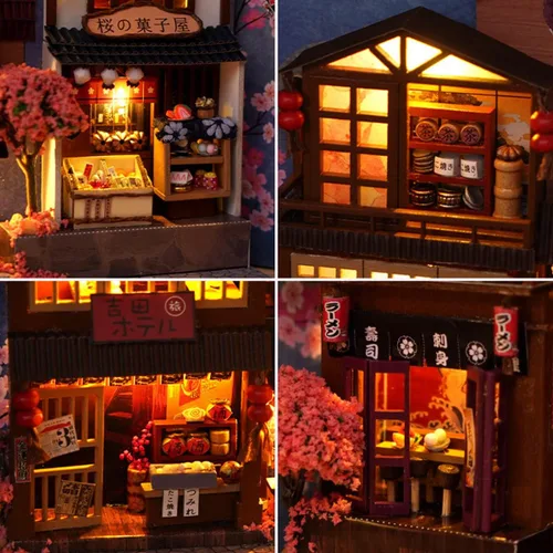 Vista 2 de Kit de bricolaje en miniatura para rincón de libros, casa de muñecas para estantería, decoración de callejón, kit de casas en miniatura de bricolaje