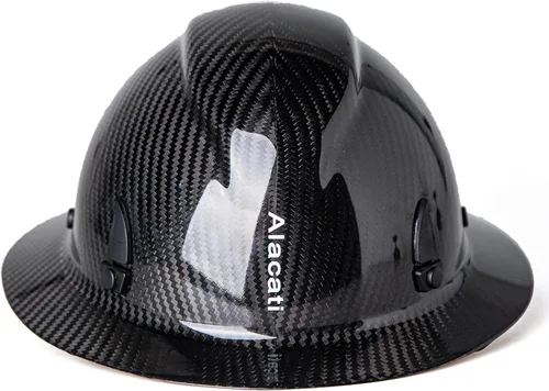 Vista 3 de Casco rígido de fibra de carbono de ala completa con gafas - Casco de seguridad con suspensión de trinquete ajustable de 6 puntos - Cumple con ANSI