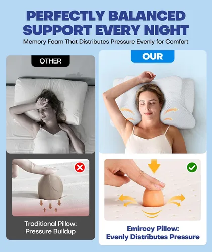 Vista 5 de Emircey Almohada cervical para el cuello cervical de alivio de nivel clínico para dormir, almohada ortopédica de espuma viscoelástica para dormir