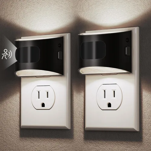 Vista 21 de DORESshop - Luz nocturna con sensor de movimiento, luces nocturnas enchufables a la pared, 3000K Negro