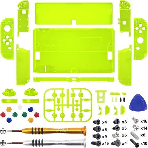 Vista 3 de eXtremeRate DIY Full Set Shell for Nintendo Switch OLED, Replacement Console Back Plate & Kickstand, Custom NS Controller Housing with Full Set