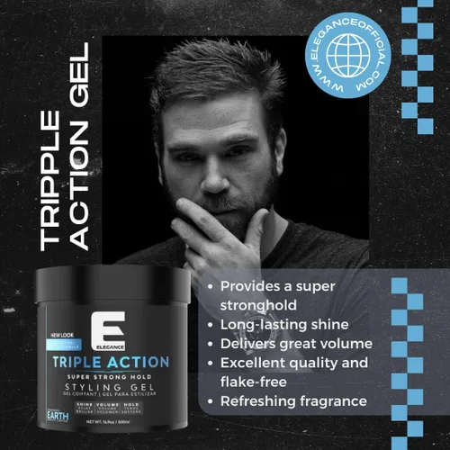 Vista 6 de E Elegance Earth Fragrance Gel para el cabello de triple acción para hombres y mujeres - Sujeción súper fuerte, volumen extremo y brillo de larga