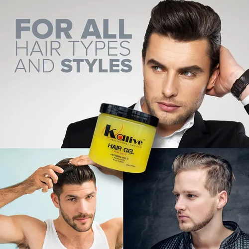 Vista 4 de KALIVE Gel de peinado para hombre de 16 onzas, fijación fuerte y brillo ligero todo el día, producto para el cabello para hombre, aroma fresco, sin