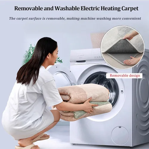 Vista 5 de Large Electric Heated Rug - Graphene Radiant Floor Heater with Adjustable Thermostat, 12-Hour Timer, Removable Washable Heating Pad, Perfect for