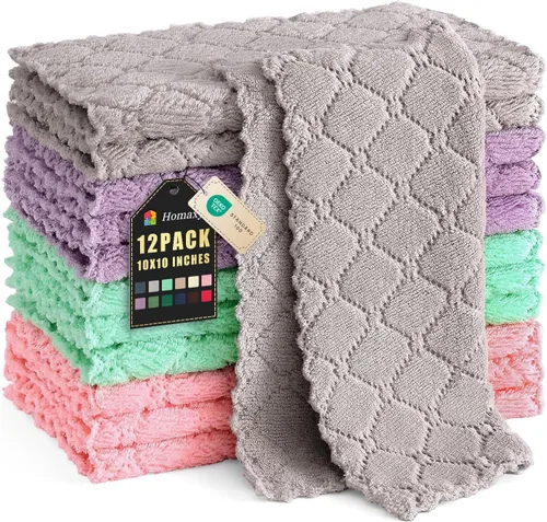 Vista 20 de Homaxy - Paquete de 12 trapos de cocina (13 x 19 pulgadas, marrón), de terciopelo coral supersuaves y absorbentes para lavar platos, paño