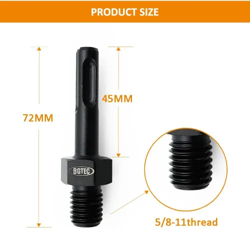 Vista 2 de BGTEC Adaptador de taladro de núcleo 5/8 "-11 rosca macho a SDS Plus vástago para taladro de martillo, perforación de núcleo de taladro de martillo