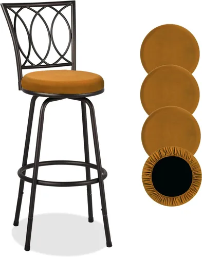 Vista 20 de Deisy Dee 4 fundas de asiento redondas para taburetes de bar, fundas elásticas para sillas redondas de 13 a 16 pulgadas (negro)