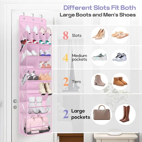 Vista 5 de MISSLO Organizador de zapatos de 12 niveles sobre la puerta y organizador de zapatos transparente sobre la puerta