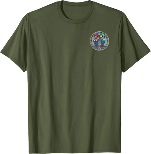 Vista 7 de Super Mario Bros Luigi Left Chest Since 1985 - Camiseta gráfica Negro