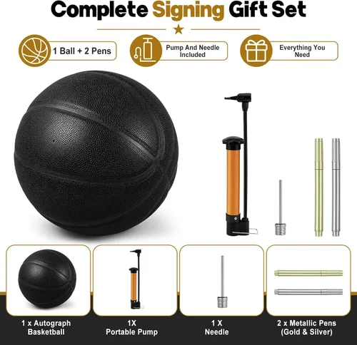 Vista 3 de Hiboom Autograph - Baloncesto firmado con bomba de aire, memorabilia, para premio, trofeo, banquete, senior, noche, hitos nocturnos, entrenador