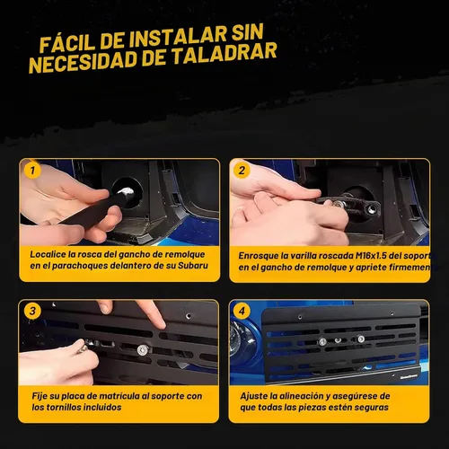 Vista 7 de Gancho de remolque para parachoques delantero, montaje en placa de matrícula, kit de adaptador de perno de montaje para Subaru WRX STI Forester