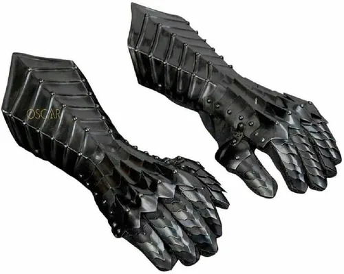 Vista 5 de Guantes de acero Nazgul Guanteletes de acero armadura medieval Señor de los anillos Lote Nazgul Fantasía