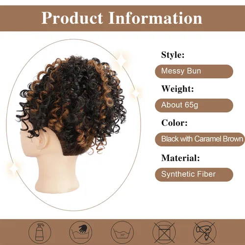 Vista 2 de Extensión de cola de caballo rizada con cordón para mujeres negras, extensión de cola de caballo con cordón, extensiones de cabello rizado