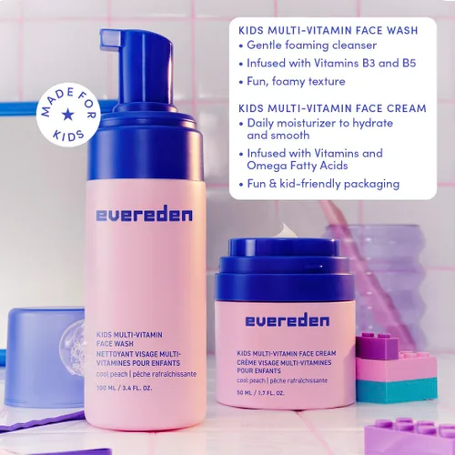 Vista 7 de Evereden Happy Kids Skin & Lips Rutine – Set de lavado facial y crema facial con vitaminas y aceite labial tintado, cuidado de la piel limpio