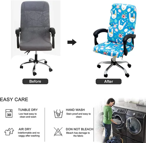 Vista 5 de Funda elástica para silla de oficina de Pascua, ajuste suave, silla giratoria universal de escritorio, silla de computadora con respaldo alto