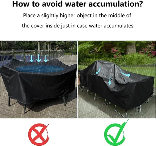 Vista 5 de Juego de fundas impermeables para muebles de patio al aire libre, fundas para mesa de comedor de jardín 600D, 42 pulgadas de largo x 34 pulgadas