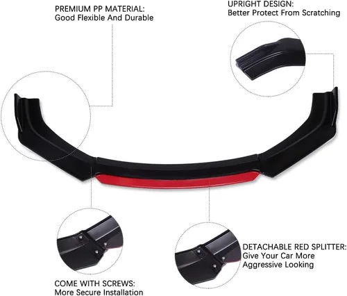Vista 5 de Alerón universal para parachoques delantero, difusor de alerón de barbilla, protector de ala protectora, kit de carrocería de coche con extensión