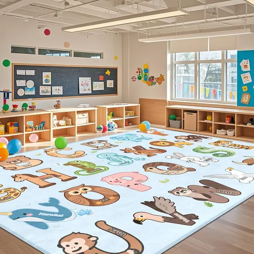 Vista 17 de Alfombras infantiles para sala de juegos, alfombra ABC de 2.5 x 4 pies para niños pequeños, alfombra de aprendizaje educativo, alfombra