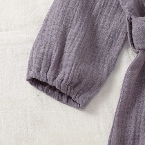 Vista 5 de Karuedoo Mameluco básico de algodón y lino de manga corta para niña, con pantalones largos, para otoño e invierno