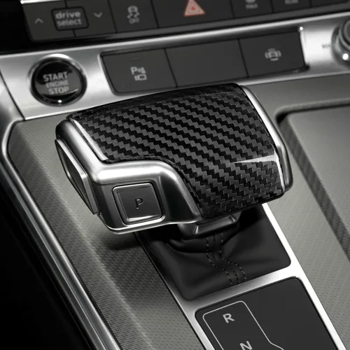 Vista 4 de Fibra de carbono, para Audi, cubierta de palanca de cambios para Audi A6/A7 SQ8 RS6 RS7 Q7 Q8/S8, accesorios interiores, negro
