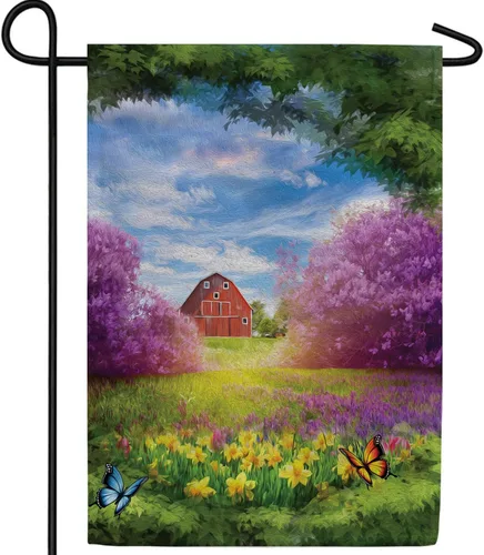 Vista 9 de A Little Rain Gnome Umbrella Garden Flag 12.5" x 18" Double Sided