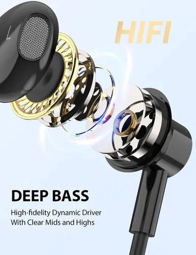 Vista 3 de iMangoo Auriculares con cable para Apple Lightning con certificación MFi color negro Auriculares magnéticos más grandes con puntas anticaídas