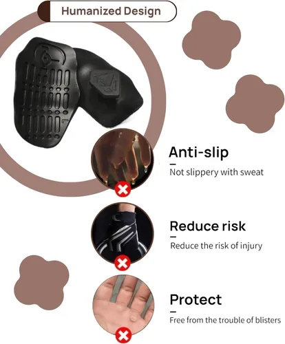 Vista 8 de Guantes de entrenamiento de goma de agarre fuerte para gimnasio, agarres antideslizantes para levantamiento de pesas, agarres ligeros