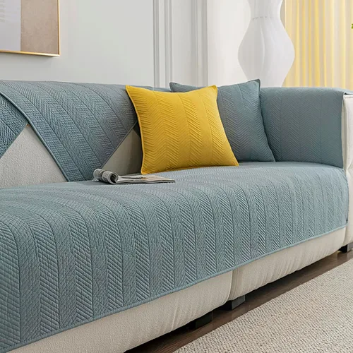 Vista 13 de Funda de sofá de color liso, funda acolchada de algodón suave para sofá modular, antideslizante, lavable, protector de muebles para sala de estar