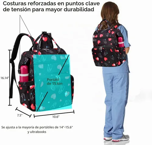 Vista 6 de Mochila de Enfermera Gatycallaty, Corazón, Estándar