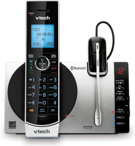 Vista 12 de VTech DS6771-3 DECT 6.0, teléfono inalámbrico desplegable con conexión a Cell, Siri y Google Now Access, plateado/negro, 2 teléfonos inalámbricos