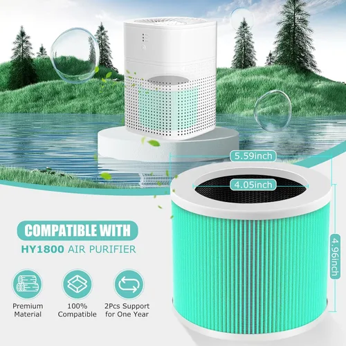 Vista 9 de HY1800 H13 - Filtro de repuesto HEPA verdadero compatible con purificador de aire Honeyuan/MORENTO/CHIVALZ/Loytio/AYAFATO/IOIOW HY1800, sistema