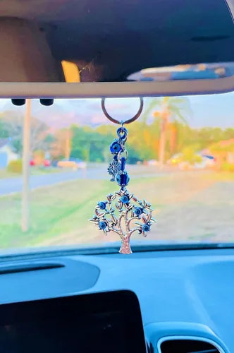 Vista 6 de LUCKBOOSTIUM Evil Eye Keychain & Protection, Evil Eye Car Hanging Ornament, Rear View Mirror Accessories, Home Decor