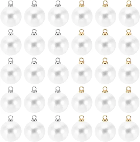 Vista 70 de PATIKIL Abalorio de perlas, 100 cuentas de perlas de imitación de perlas colgantes para bricolaje para hacer joyas, pulseras, aretes, collares Beige