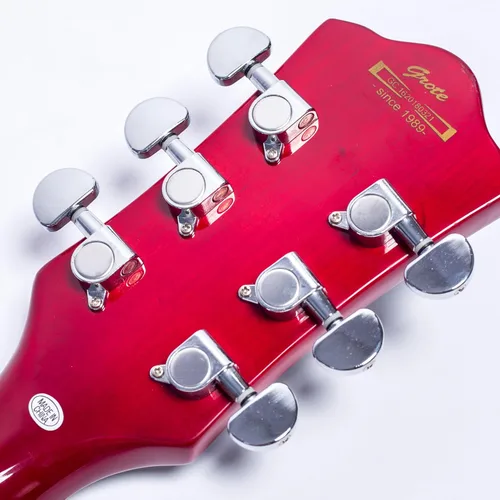 Vista 4 de Guitarra eléctrica de jazz Grote de cuerpo hueco con herrajes cromados P90 (ROJO)