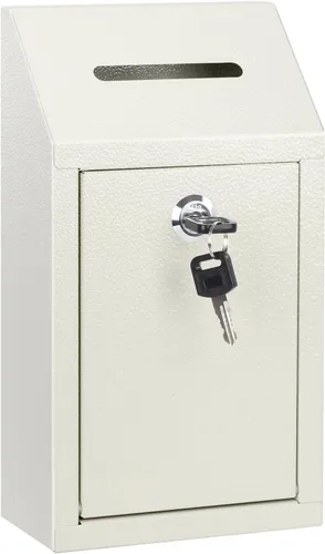 Vista 11 de KYODOLED Caja de sugerencias con candado y 50 tarjetas de sugerencia gratis, boleta de metal montada en la pared, caja de donación y colección