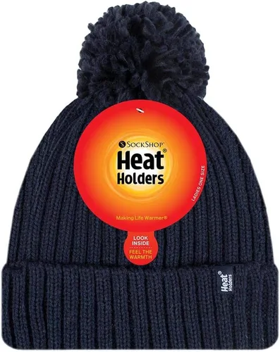 Vista 2 de HEAT HOLDERS - Sombrero térmico de invierno con forro polar grueso para mujer con pompón