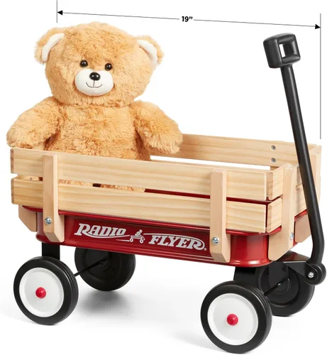 Vista 8 de Radio Flyer Mini vagón de acero y madera para niños, vagón de juguete de 19 pulgadas para niños de 1.5 años en adelante, versión de tamaño de juego