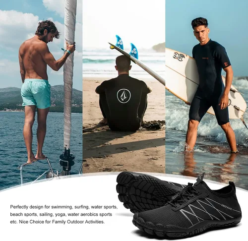 Vista 6 de HIITAVE - Zapatos acuáticos y con sensación de pies descalzos para hombre calcetines acuáticos de secado rápido para deportes al aire libre