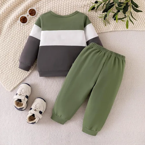 Vista 71 de Ropa de otoño e invierno para bebé, trajes de niño pequeño, sudadera de manga larga, sudadera de retazos y pantalones, 2 piezas, 12 meses a 5 años