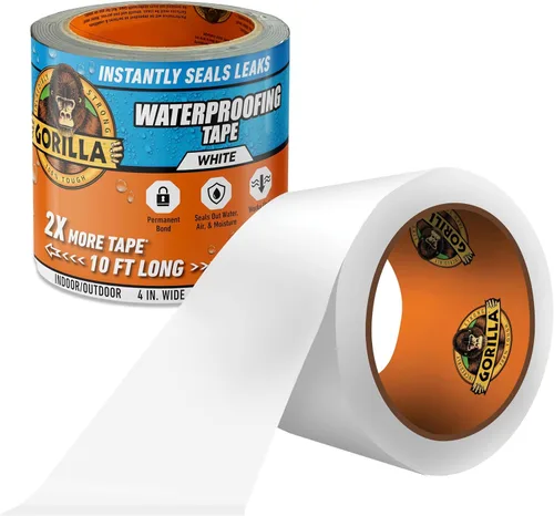Vista 10 de Gorilla - Cinta adhesiva impermeable (10 x 10 pies), color blanco Resistente a la intemperie para fugas y reparaciones, se adapta a todas