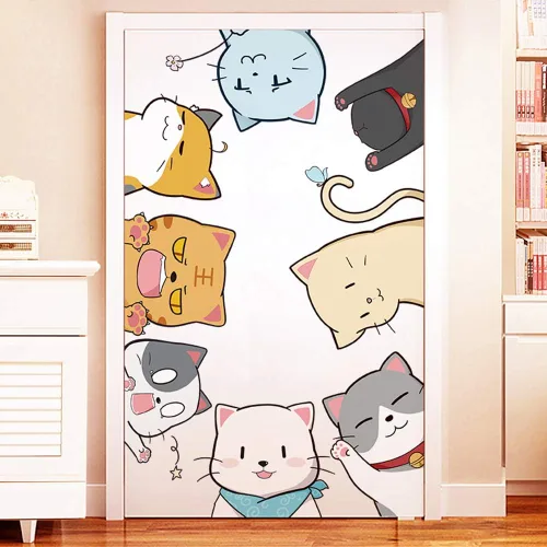 Vista 2 de Calcomanías de pared con diseño de gato lindo, decoración de despegar y pegar para habitación de los niños (colección de gatos grandes, PVC opaco)