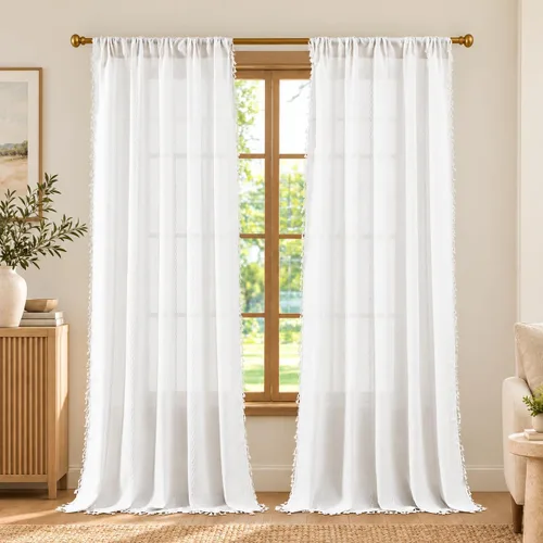 Vista 40 de Deconovo - Cortinas transparentes con filtro de luz de 84 pulgadas de largo Plata