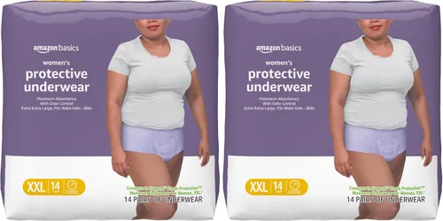Vista 11 de Amazon Basics - Ropa interior protectora para mujer, para incontinencia y posparto, máxima absorción, talla S, lavanda, 24
