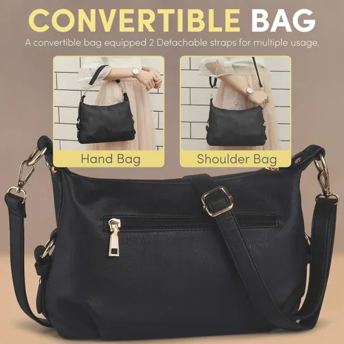 Vista 5 de Katloo Bolso pequeño Hobo para mujer, con asa superior, bolso cruzado de piel sintética para mujer, bolso de hombro, cortaúñas