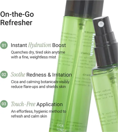 Vista 3 de Meebak CICA Toner Spray Spray facial coreano Spray facial con centella asiática y vitamina E Tónico facial calmante para pieles sensibles