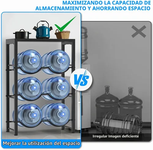 Vista 6 de Semoprus Soporte para jarra de agua de 5 galones para 6 botellas, 3 niveles