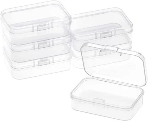 Vista 10 de Paquete de 6 recipientes pequeños de plástico, organizador de cuentas rectangulares transparentes con tapas para crayones y manualidades, soporte