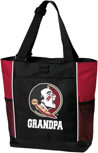 Vista 5 de Broad Bay Florida State Tote Bags Official FSU Game Day Bag Florida State Logo, 600D Polyester Canvas, Adjustable Web Handles, Front Pocket, Side