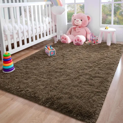 Vista 52 de Foxmas Alfombras de Área Suaves y Esponjosas para Dormitorio, Habitación de los Niños, Alfombra de Guardería de Felpa Peluda, Alfombras Peludas